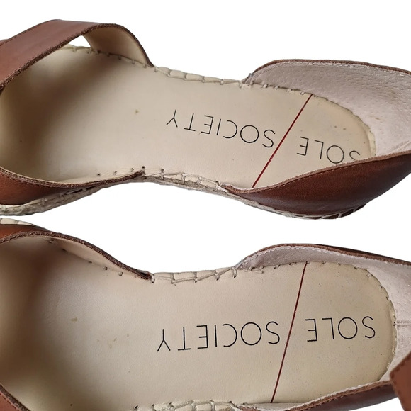 Sole Society Sz9 Brown Saundra Leather CrissCross Ankle Strap Espadrille Sandals - Picture 13 of 16